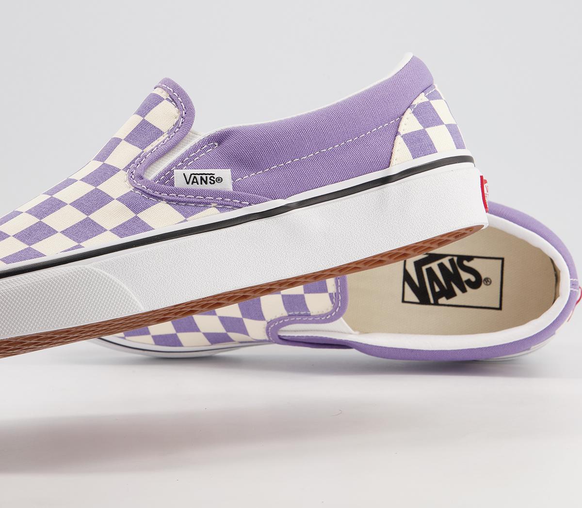Vans Classic Slip On Trainers Vans Classic Slip On Trainers Checkerboard Violet True White