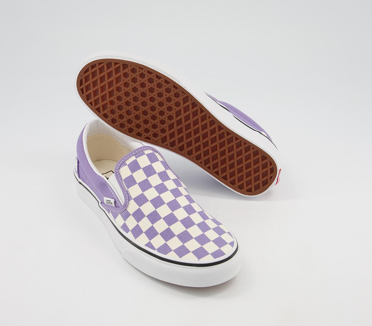 Vans Classic Slip On Trainers Vans Classic Slip On Trainers Checkerboard Violet True White