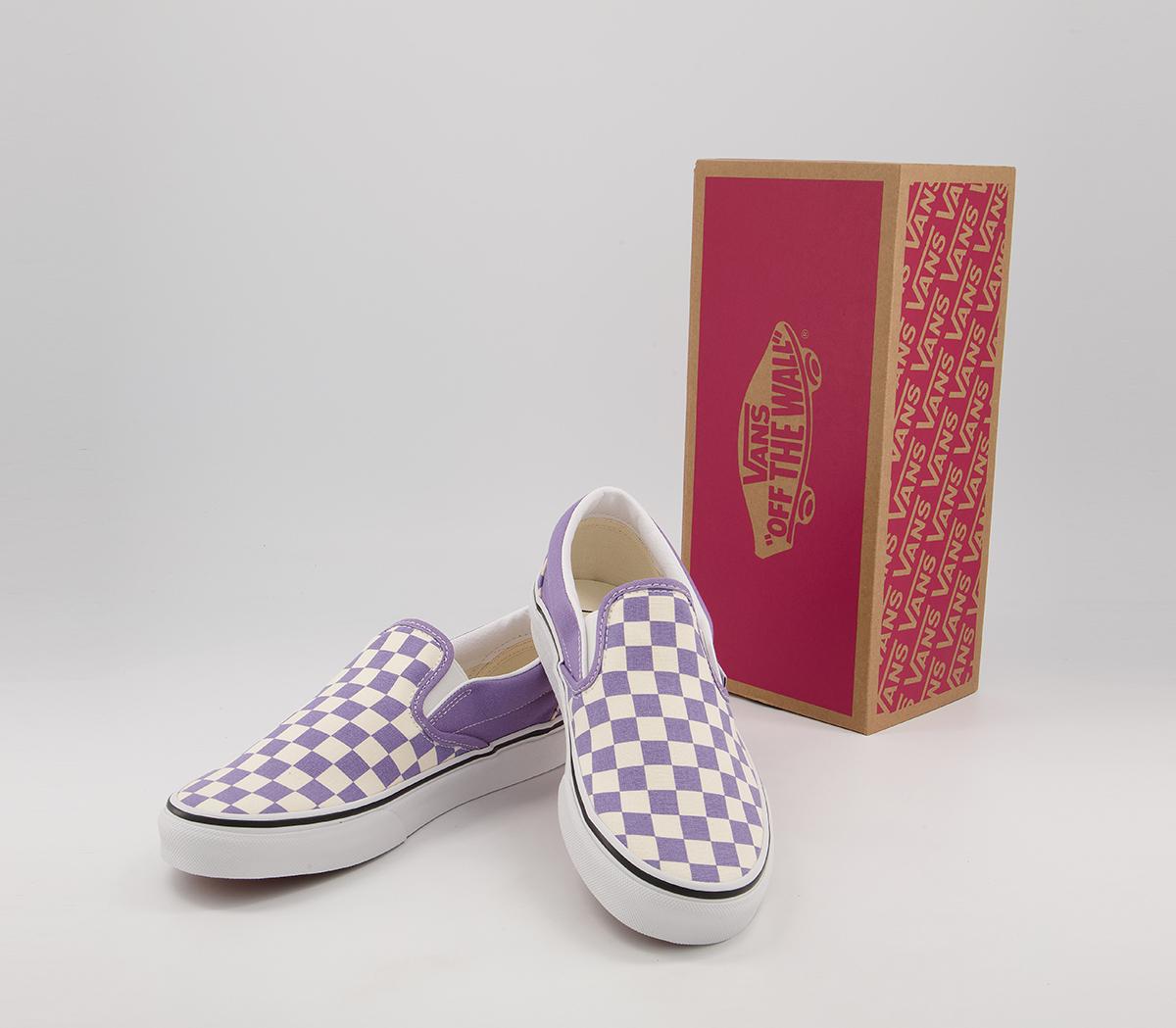 Vans Classic Slip On Trainers Vans Classic Slip On Trainers Checkerboard Violet True White
