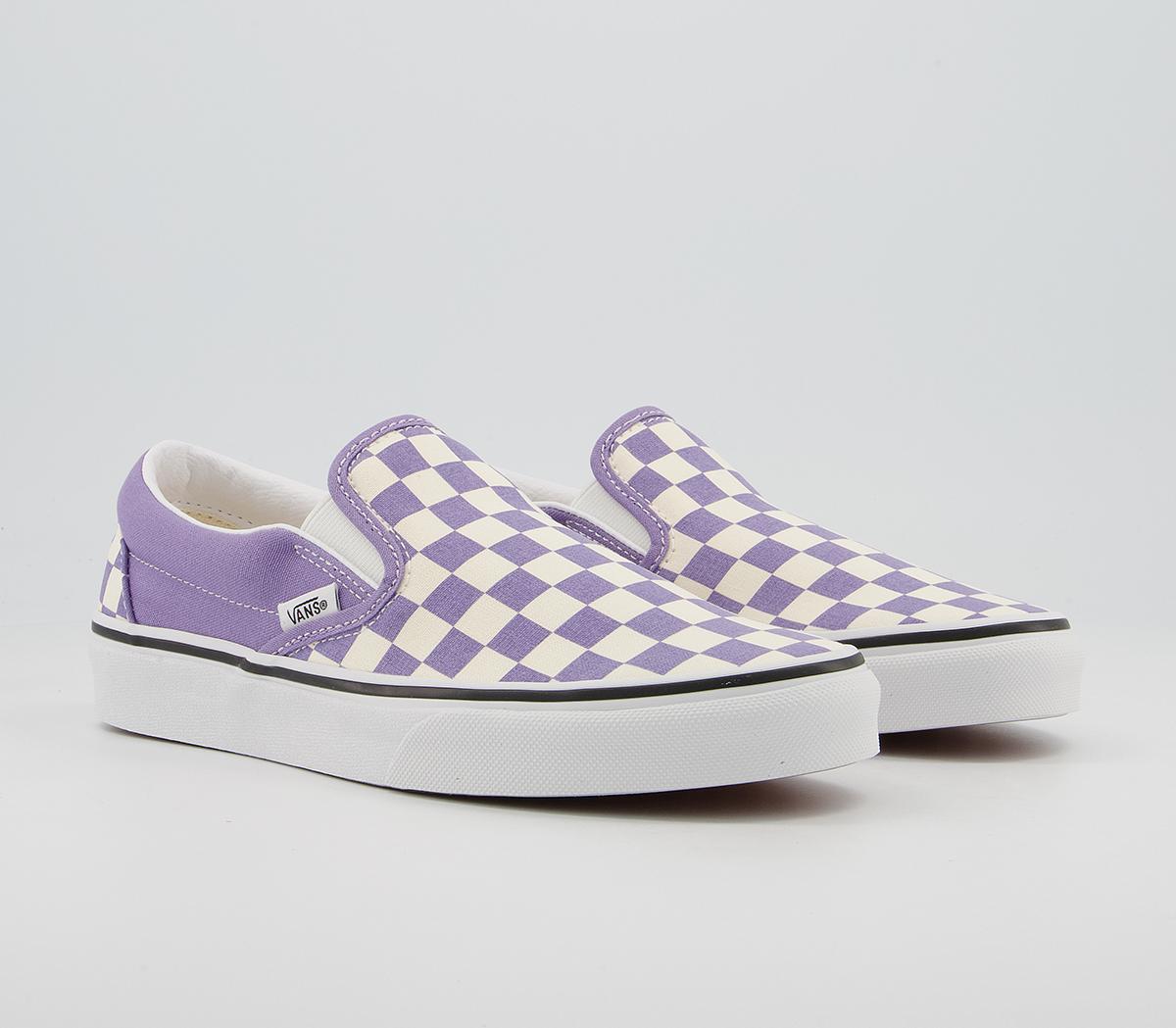 Vans Classic Slip On Trainers Vans Classic Slip On Trainers Checkerboard Violet True White