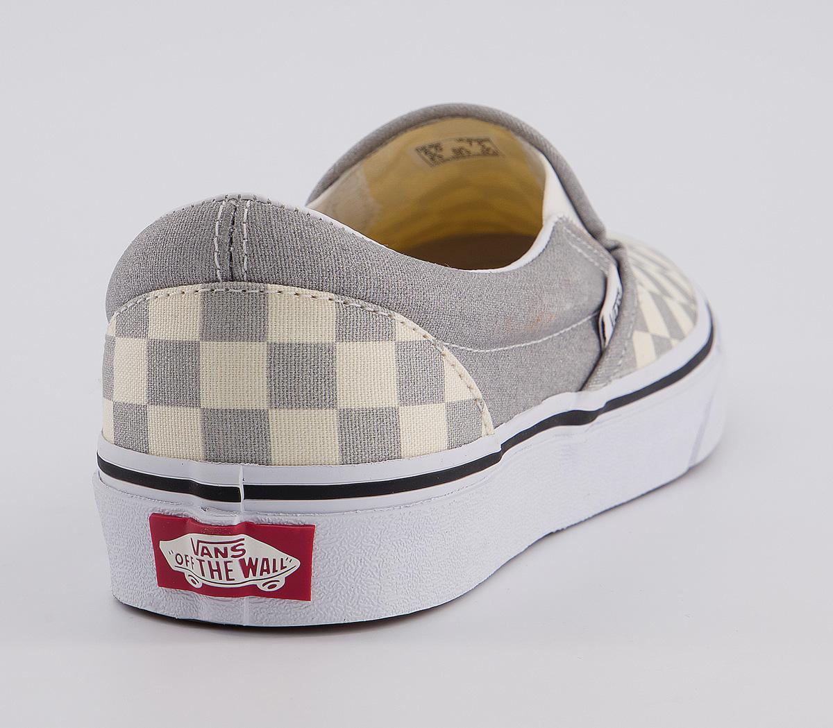 vans classic slip on trainers silver true white checkerboard