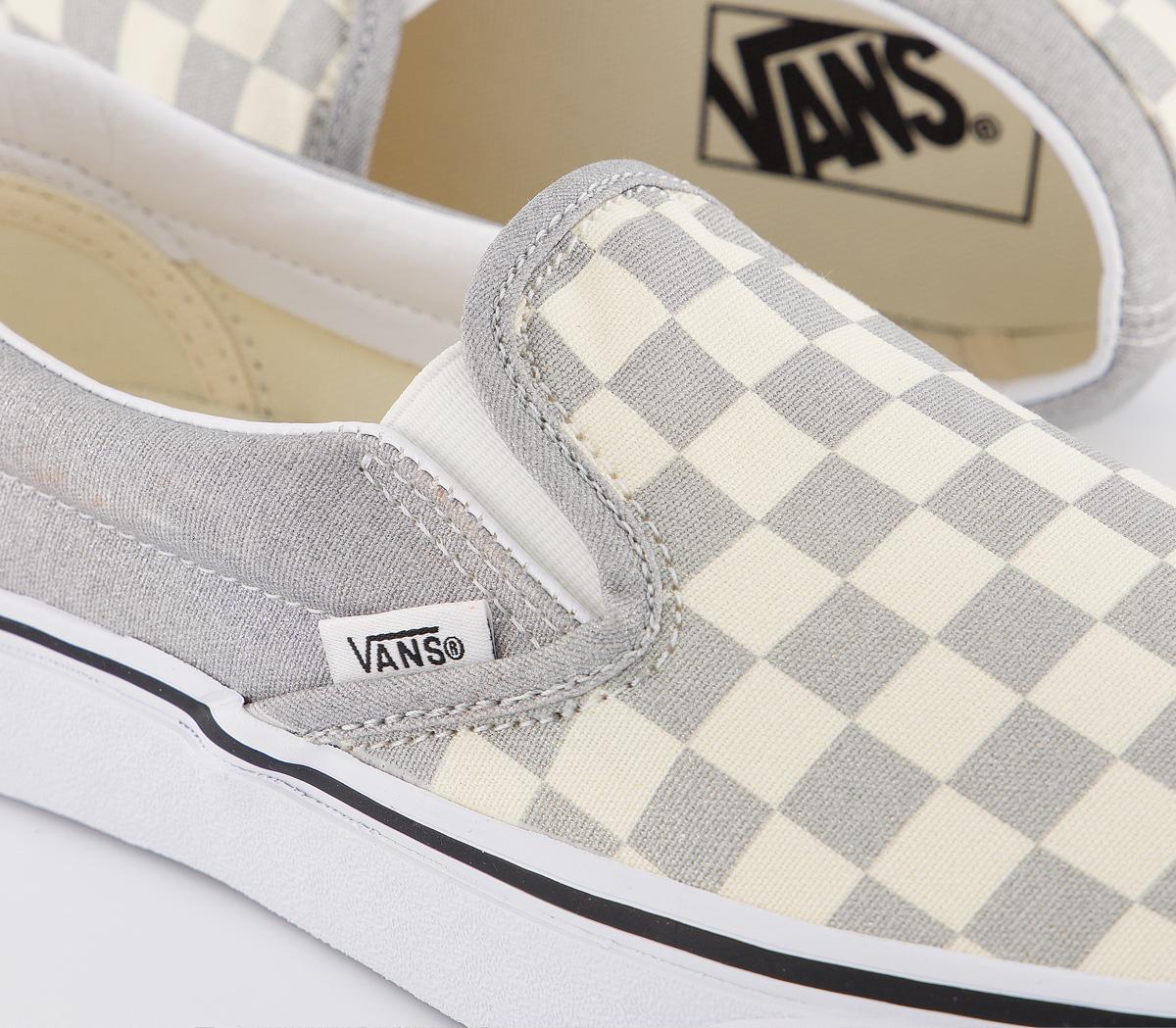 vans classic slip on trainers silver true white checkerboard