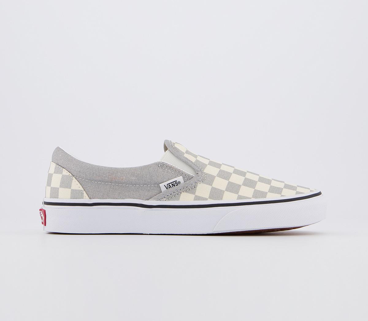 white and silver checkered vans