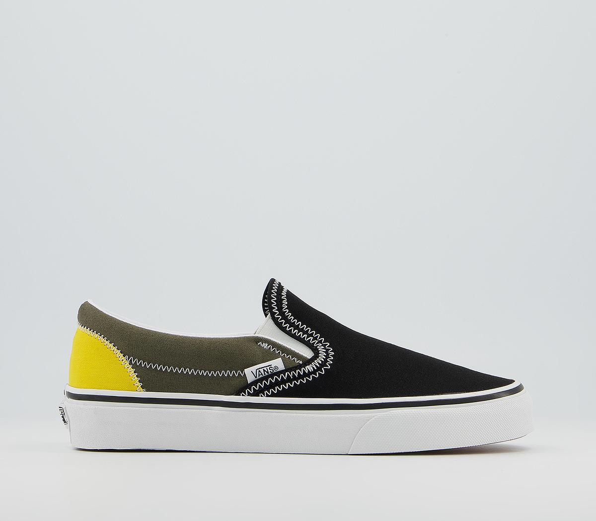 Black and yellow vans slip ons on sale