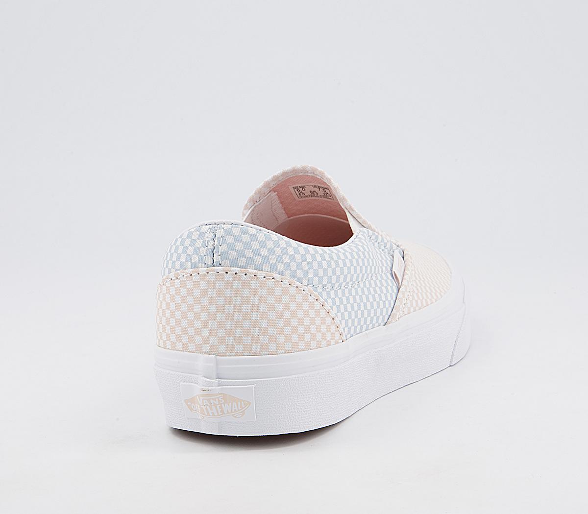 Vans Vans Classic Slip On Trainers Vans Vans Classic Slip On Trainers Pastel Checkerboard Misty Blue Silver Peony