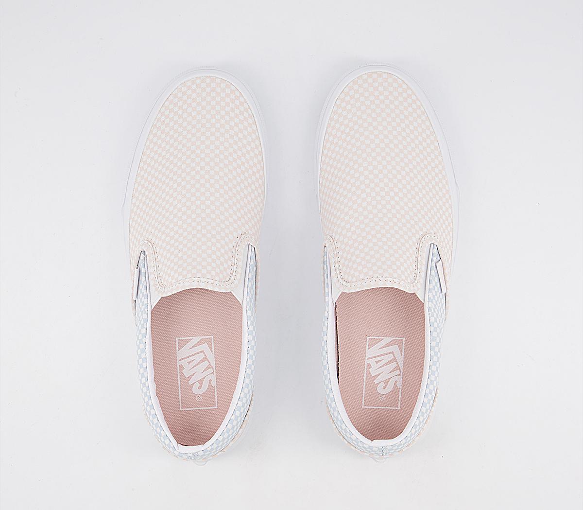 Vans Vans Classic Slip On Trainers Vans Vans Classic Slip On Trainers Pastel Checkerboard Misty Blue Silver Peony