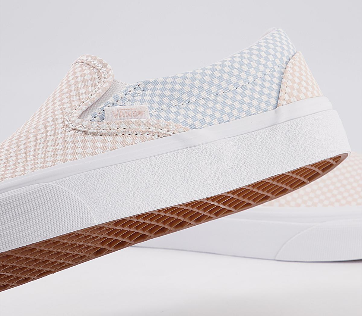 Vans Vans Classic Slip On Trainers Vans Vans Classic Slip On Trainers Pastel Checkerboard Misty Blue Silver Peony