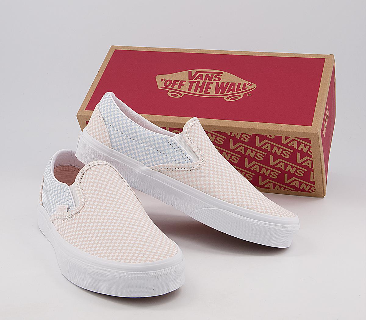 Vans Vans Classic Slip On Trainers Vans Vans Classic Slip On Trainers Pastel Checkerboard Misty Blue Silver Peony