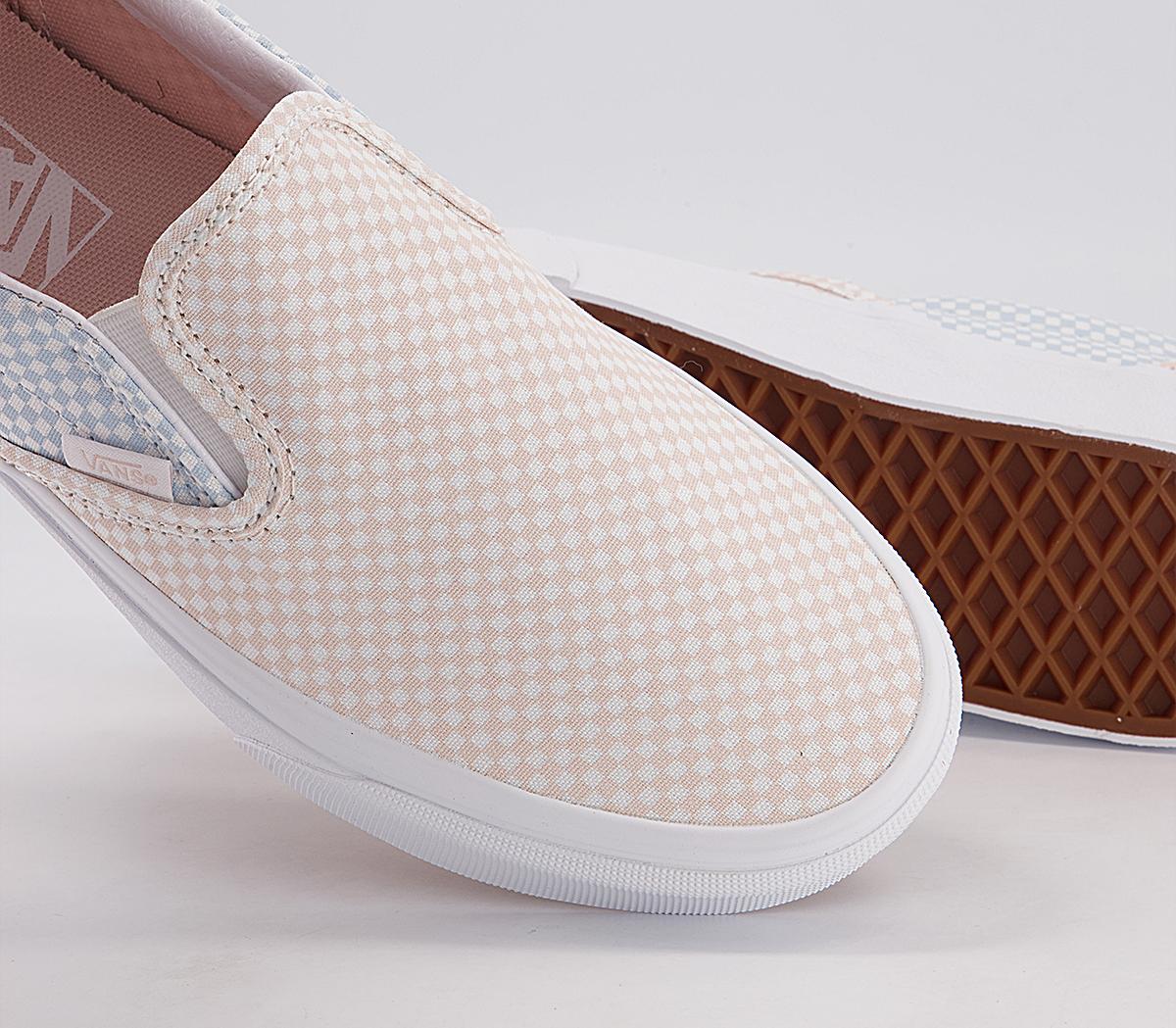Vans Vans Classic Slip On Trainers Vans Vans Classic Slip On Trainers Pastel Checkerboard Misty Blue Silver Peony