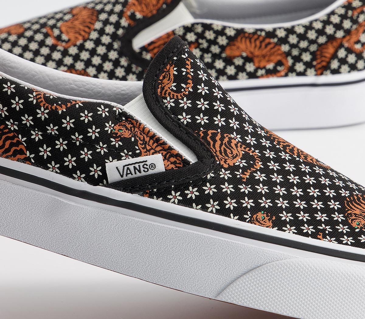 VansVans Classic Slip On TrainersTiger Floral Black White