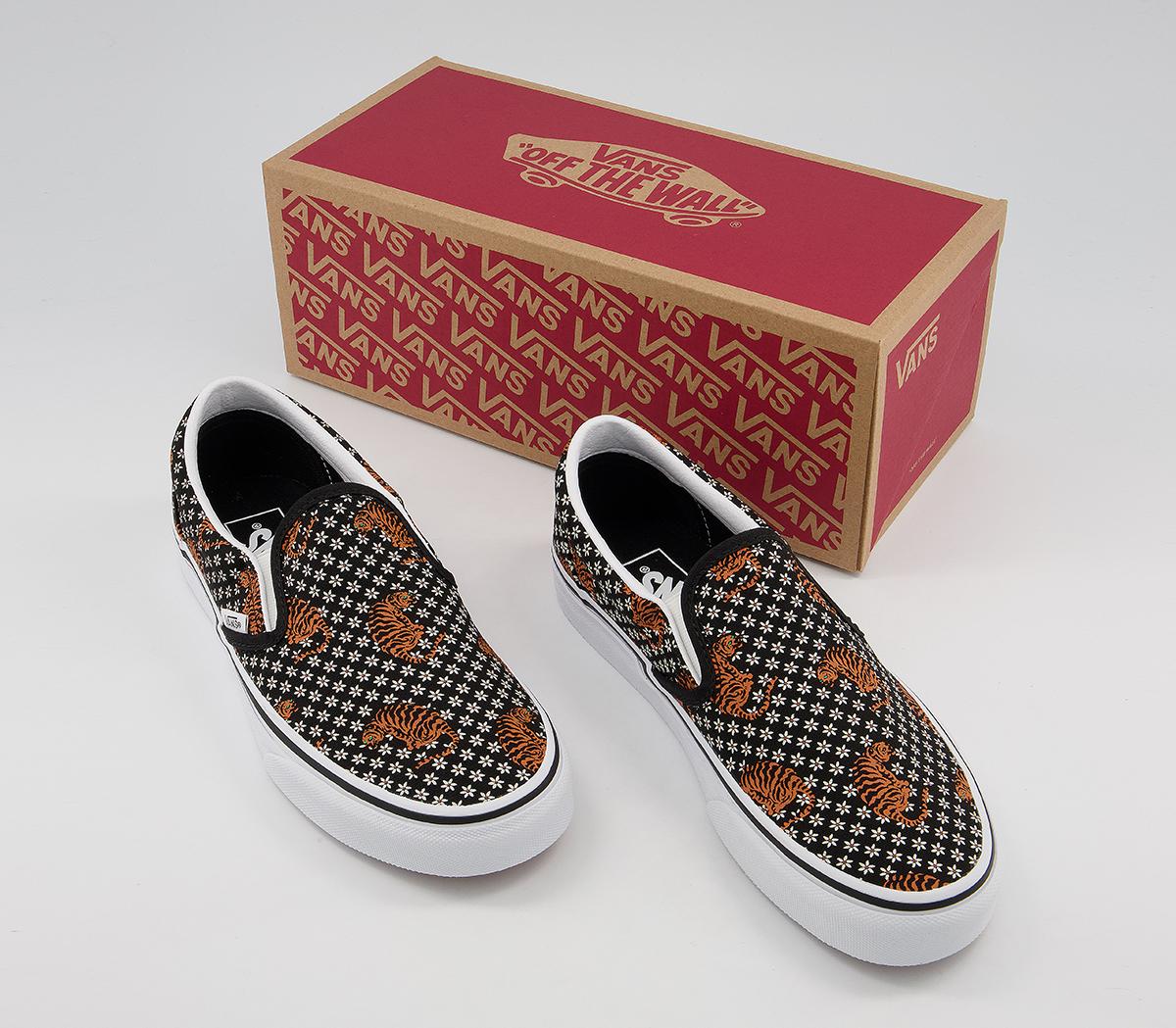 VansVans Classic Slip On TrainersTiger Floral Black White