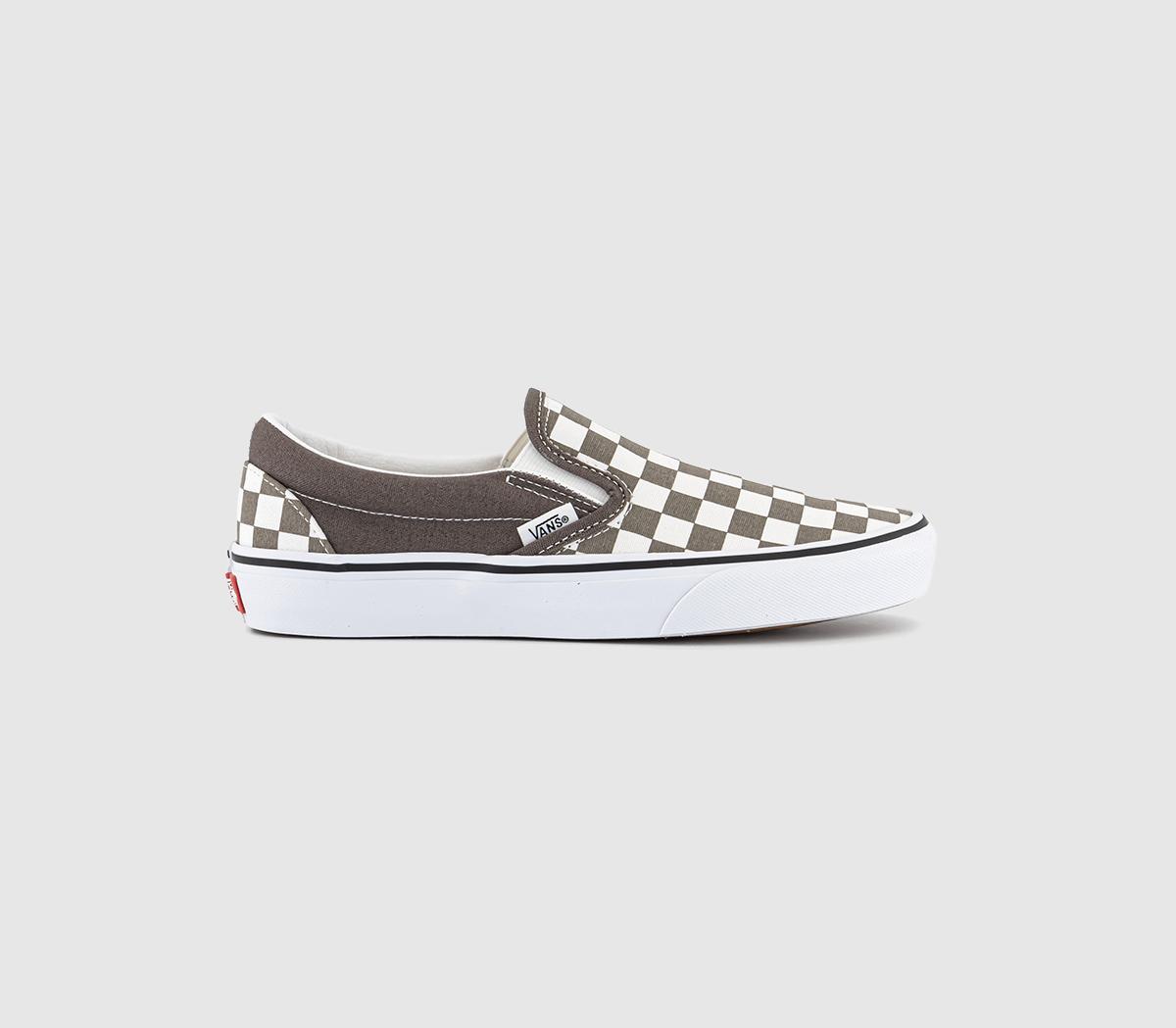 Classic Slip On Trainers Color Theory Checkerboard Bungee Cord Brown/White