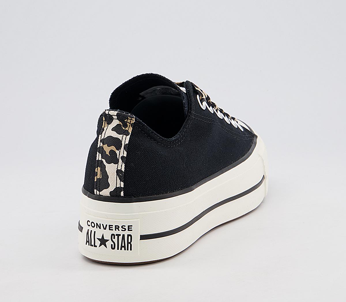 Converse All Star Low Platform Trainers Converse All Star Low Platform Trainers Black Light Fawn Egret Leopard