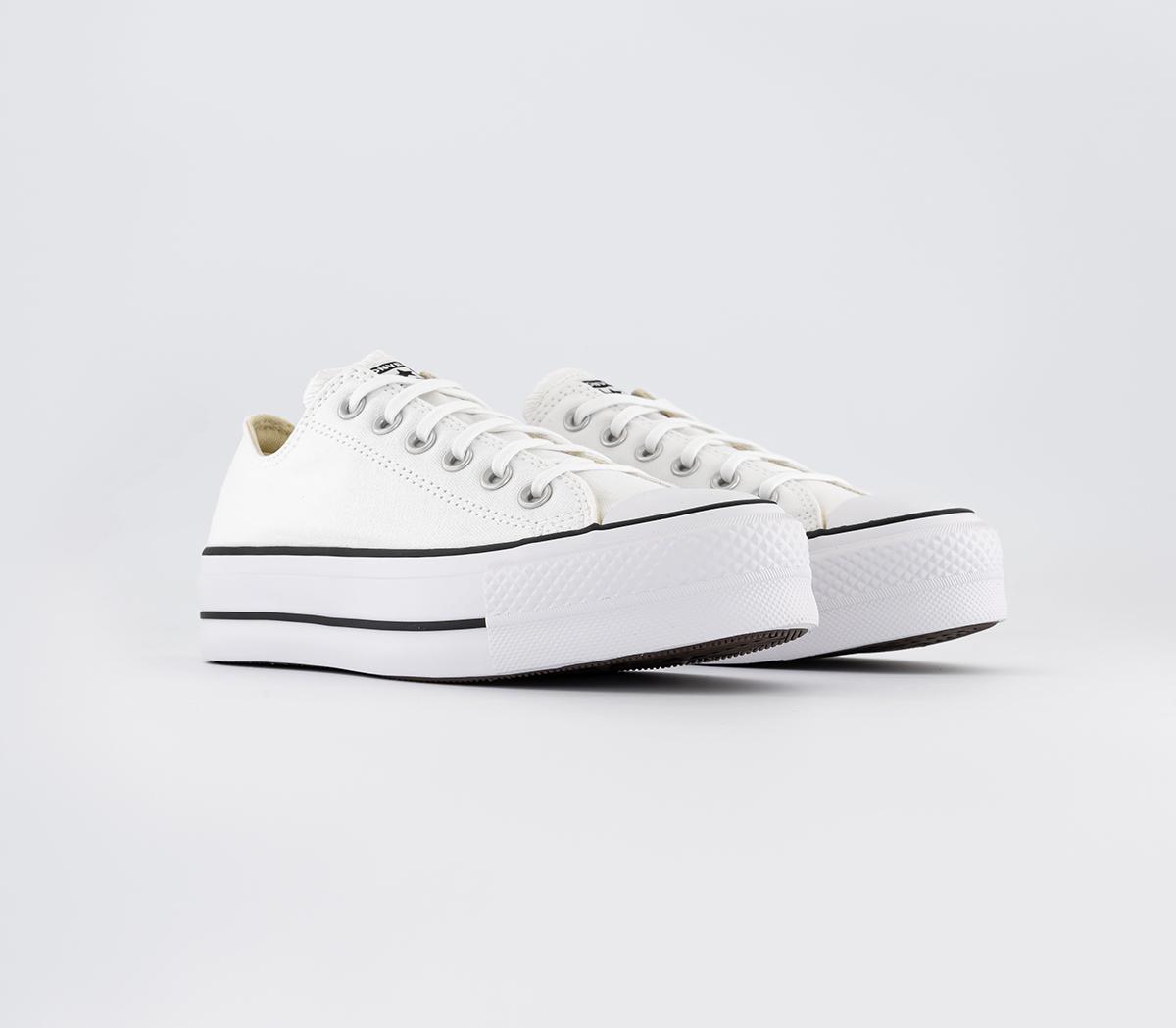 Converse Womens All Star Low Platform White And Black Canvas Trainers, 8