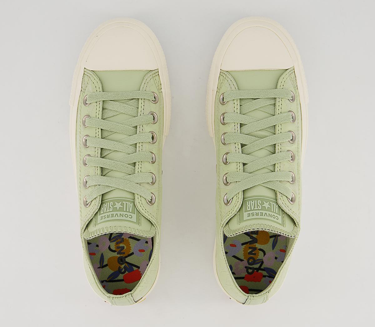 Converse All Star Low Lift Platform Trainers Converse All Star Low Lift Platform Trainers Olive Aura Egret Floral