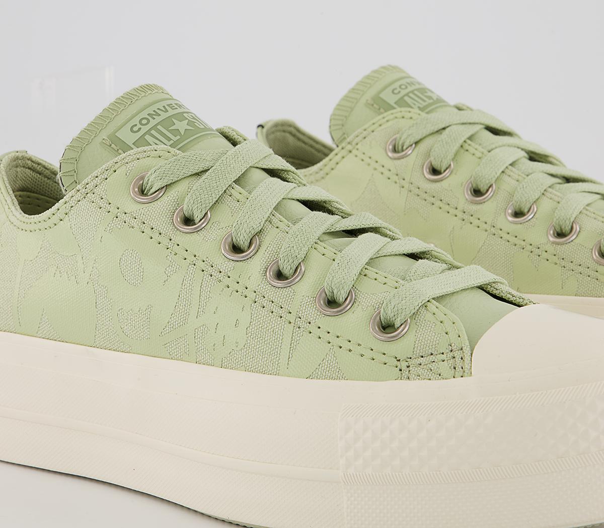 Converse All Star Low Lift Platform Trainers Converse All Star Low Lift Platform Trainers Olive Aura Egret Floral