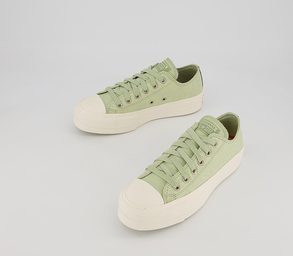 Converse All Star Low Lift Platform Trainers Converse All Star Low Lift Platform Trainers Olive Aura Egret Floral