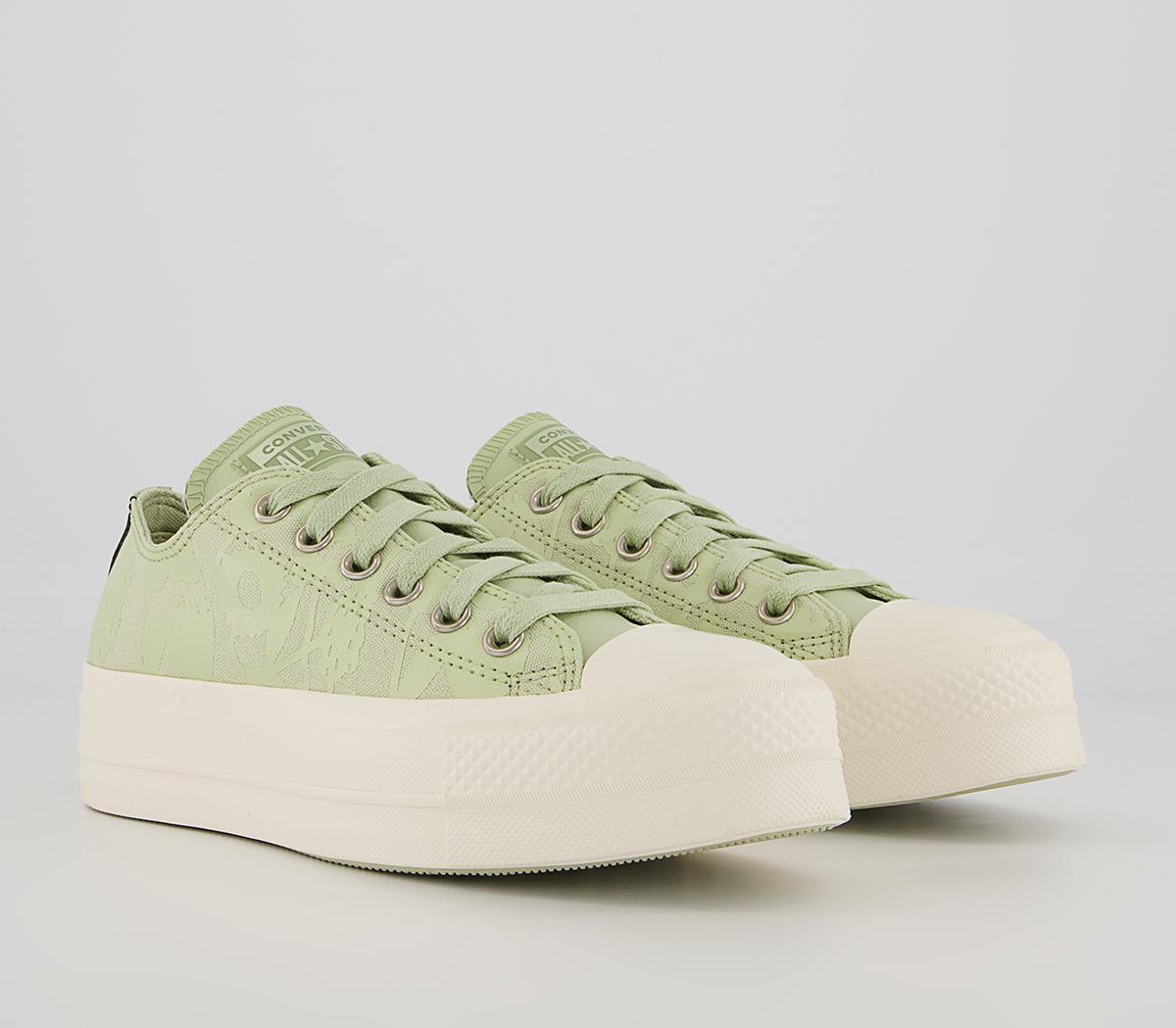 Converse All Star Low Lift Platform Trainers Converse All Star Low Lift Platform Trainers Olive Aura Egret Floral