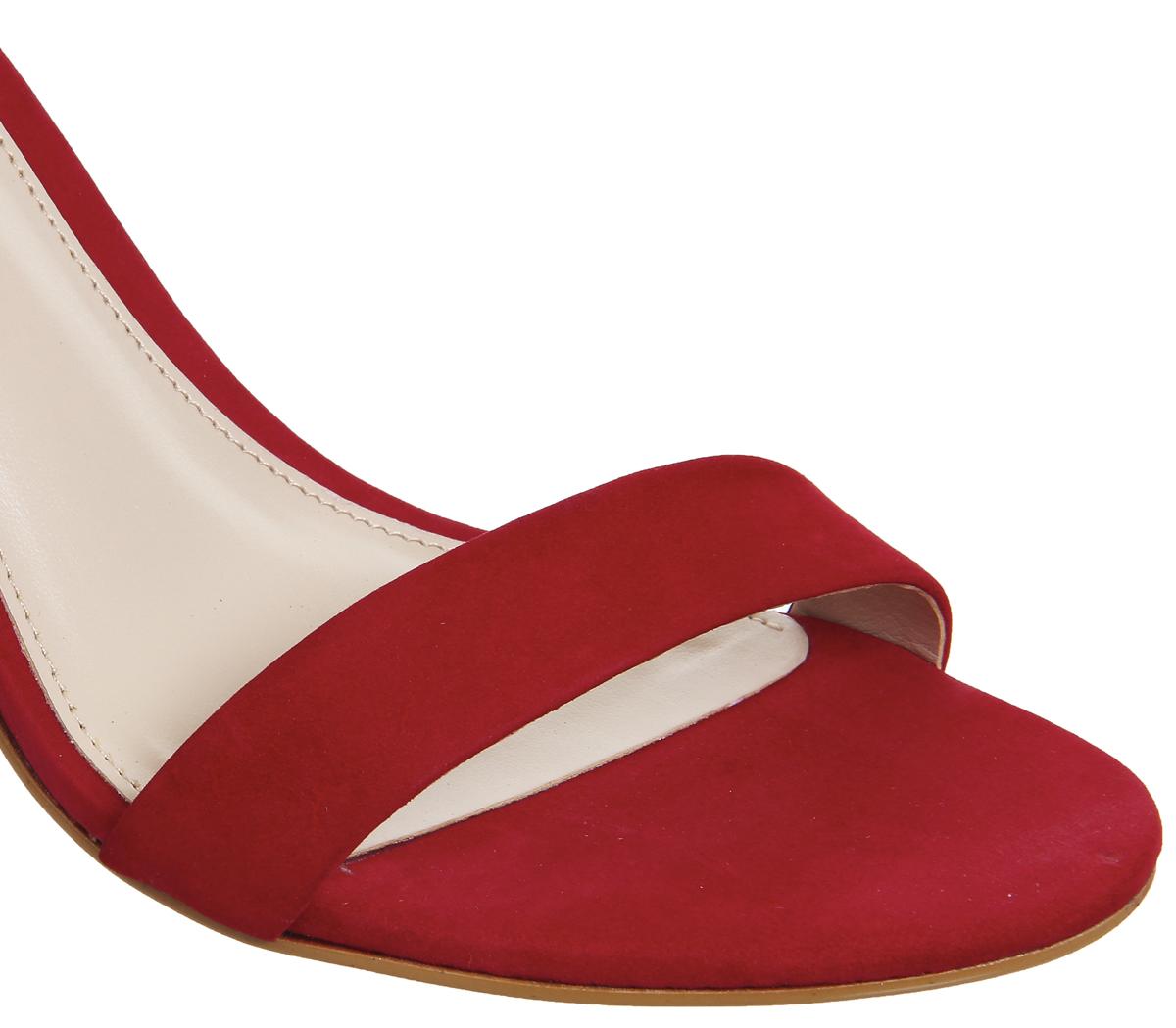 OFFICENina Block Heel SandalsRed Nubuck With Gunmetal Gem Trim