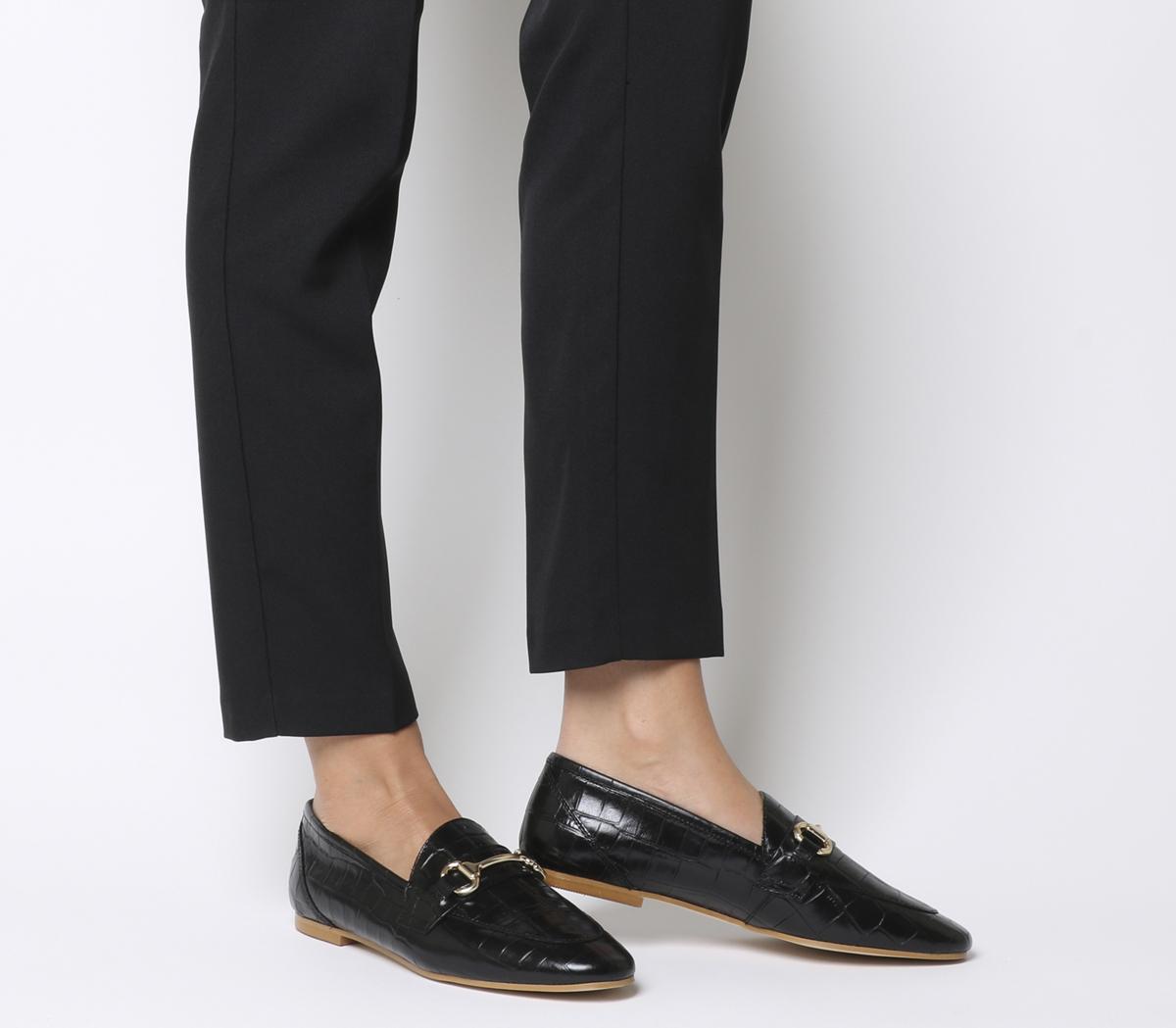 womens black loafers office