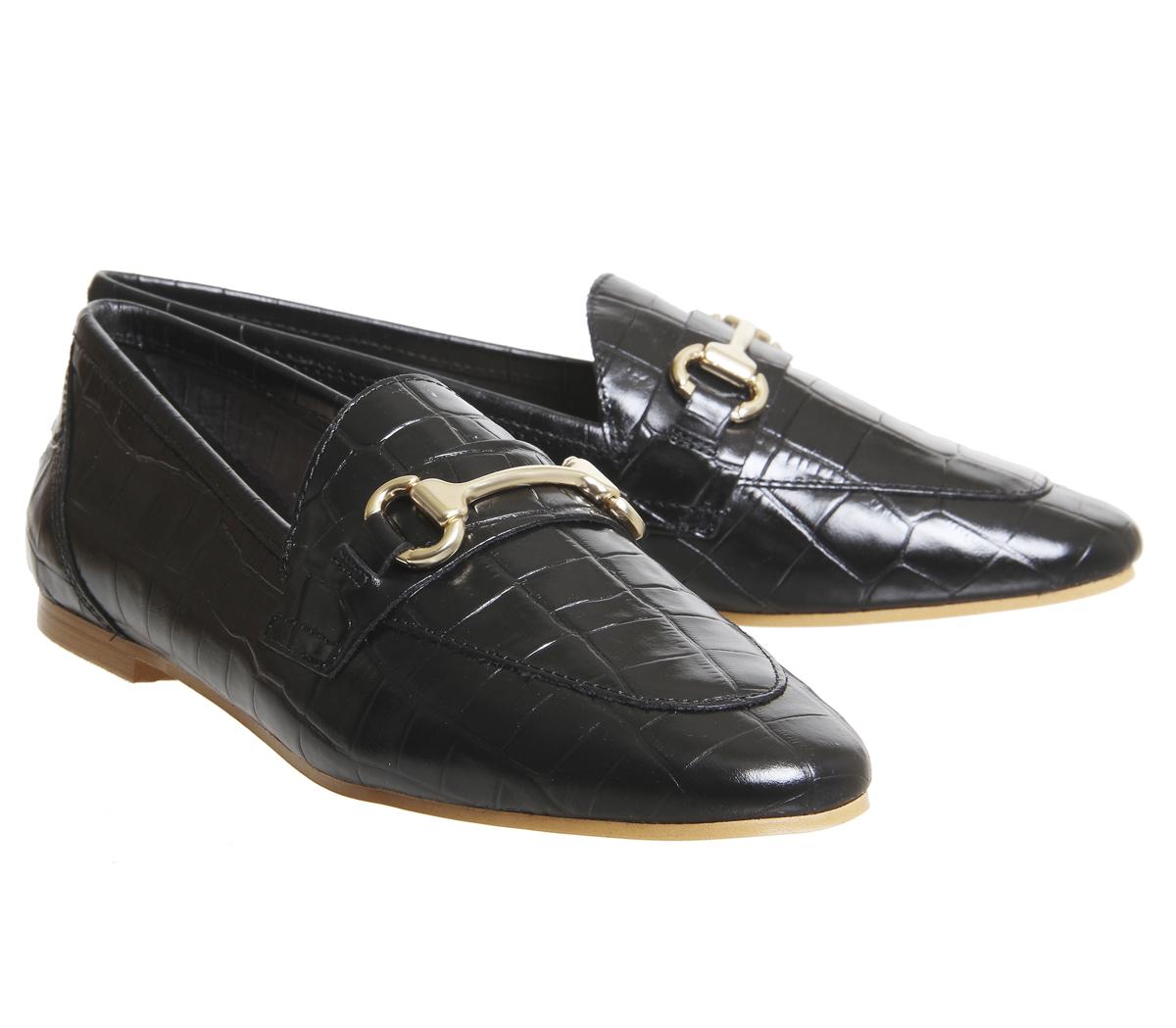 OFFICEDestiny Trim LoaferBlack Croc Leather