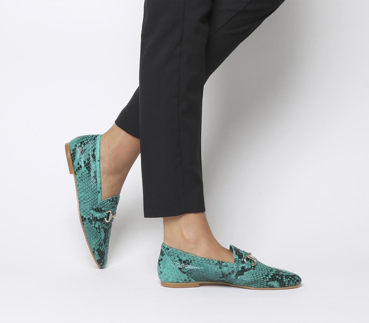 OFFICEDestiny Trim LoafersGreen Snake Leather