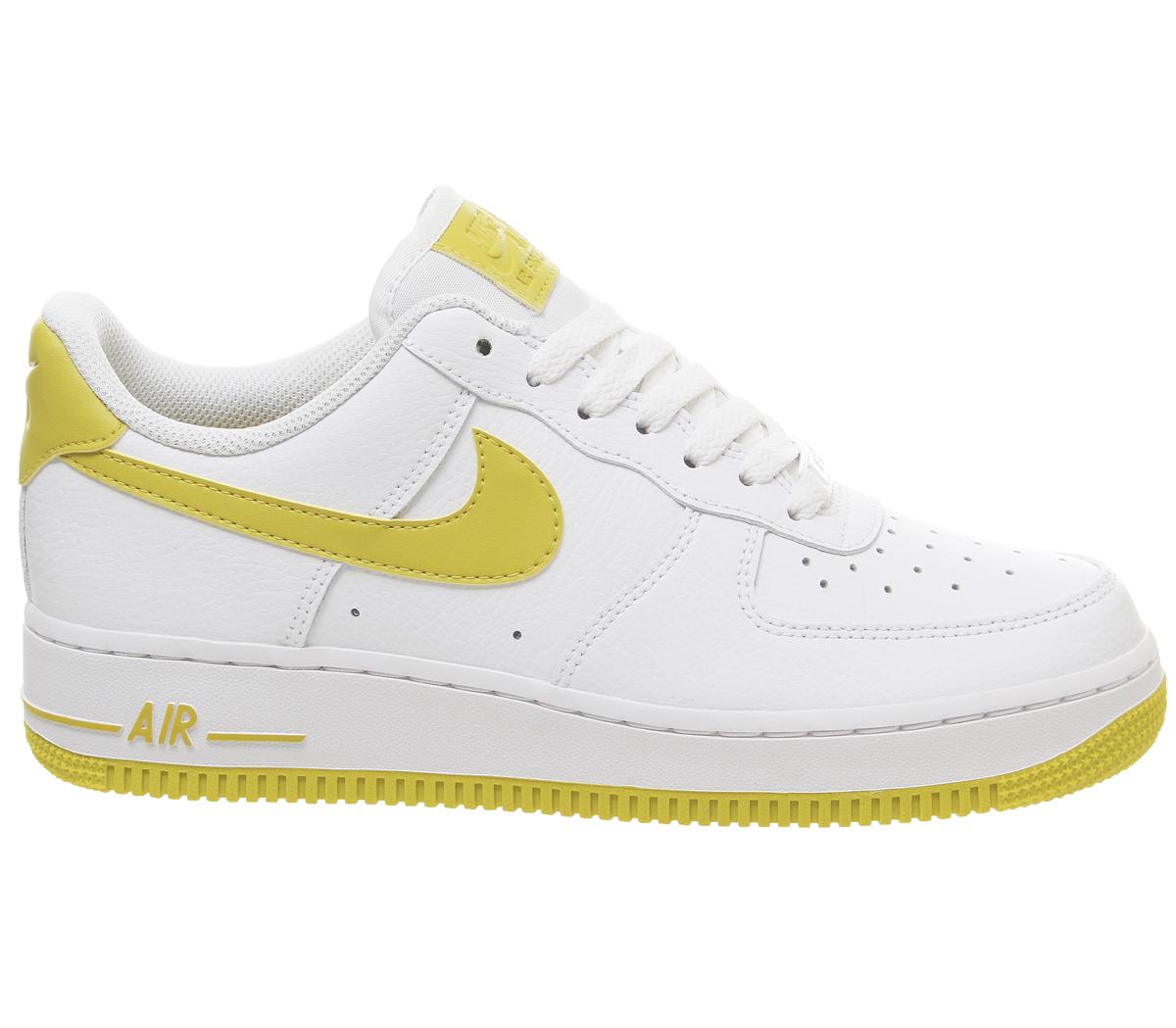 Nike Air Force 1 07 Trainers White Bright Citron - Women's Trainers