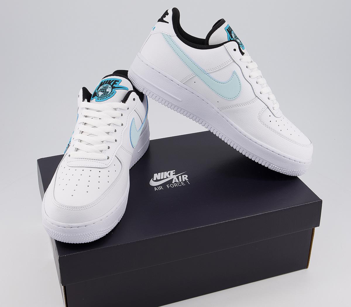 Nike Air Force 1 07 Trainers White Black Blue Fury Ww Nike Air Force 1