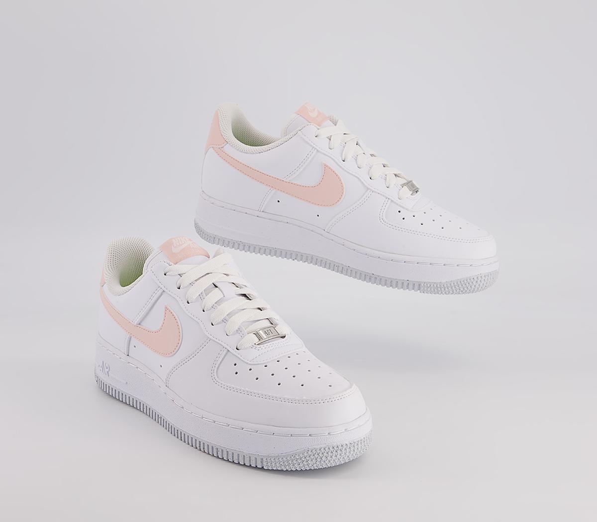 Nike Air Force 1 07 Trainers White Pale Coral Black Metallic Silver ...