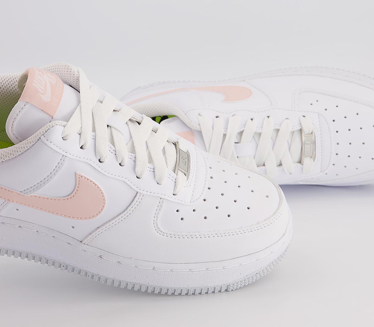 Nike Air Force 1 07 Trainers White Pale Coral Black Metallic Silver ...