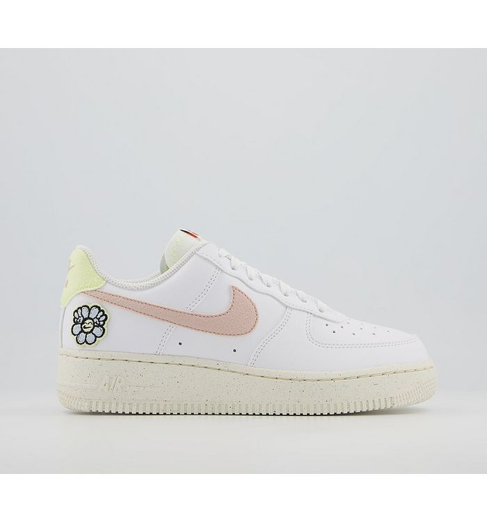 Nike Air Force 1 07 Trainers WHITE PINK OXFORD BOARDER BLUE Mixed Material,Pink,White,Grey