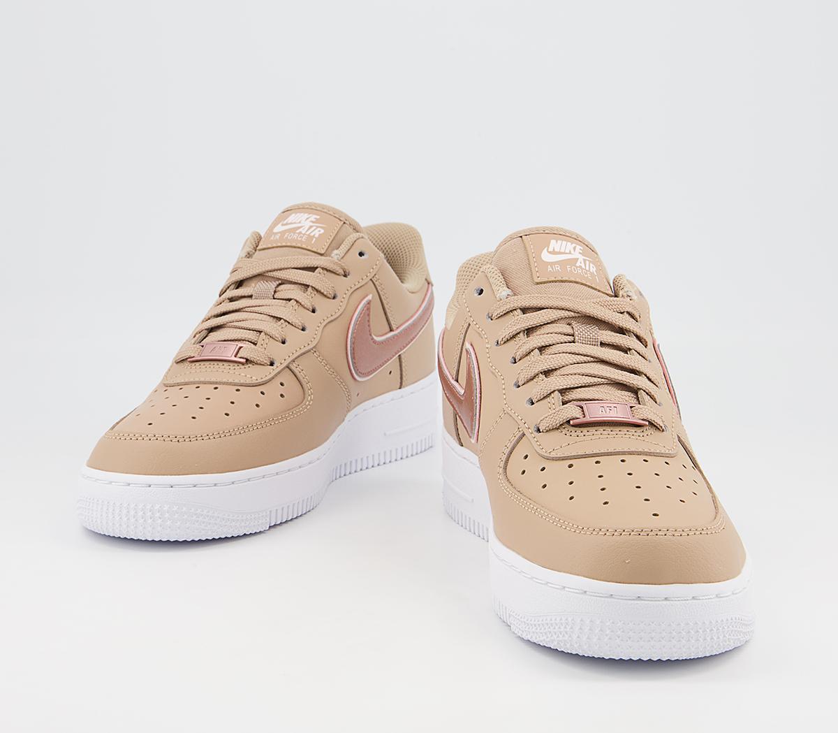 Nike Air Force 1 07 Trainers Nike Air Force 1 07 Trainers Hemp Metalic Rose Gold Soft Pink White