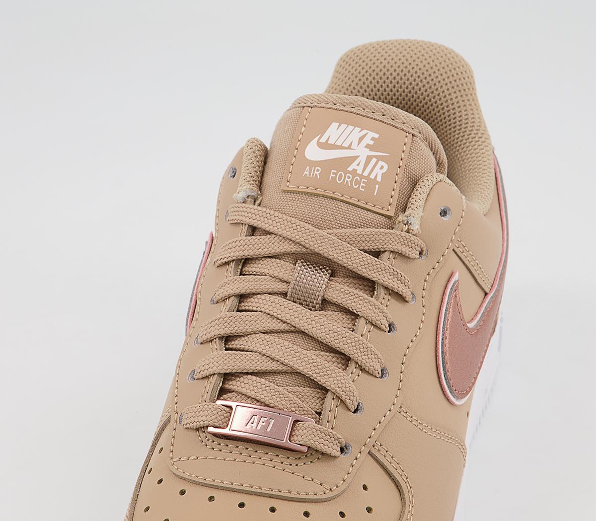 Nike Air Force 1 07 Trainers Nike Air Force 1 07 Trainers Hemp Metalic Rose Gold Soft Pink White