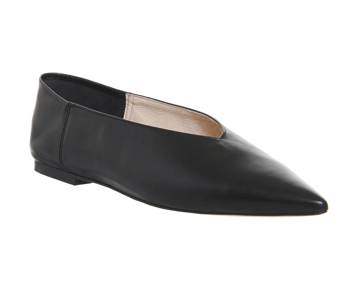 OFFICEPapaya Pointed FlatsBlack Leather