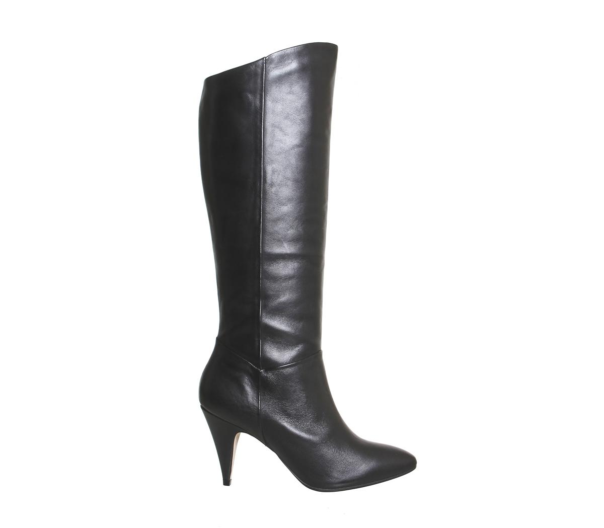 OFFICE Kiss Slouch Knee Boots Black Leather - Knee High Boots