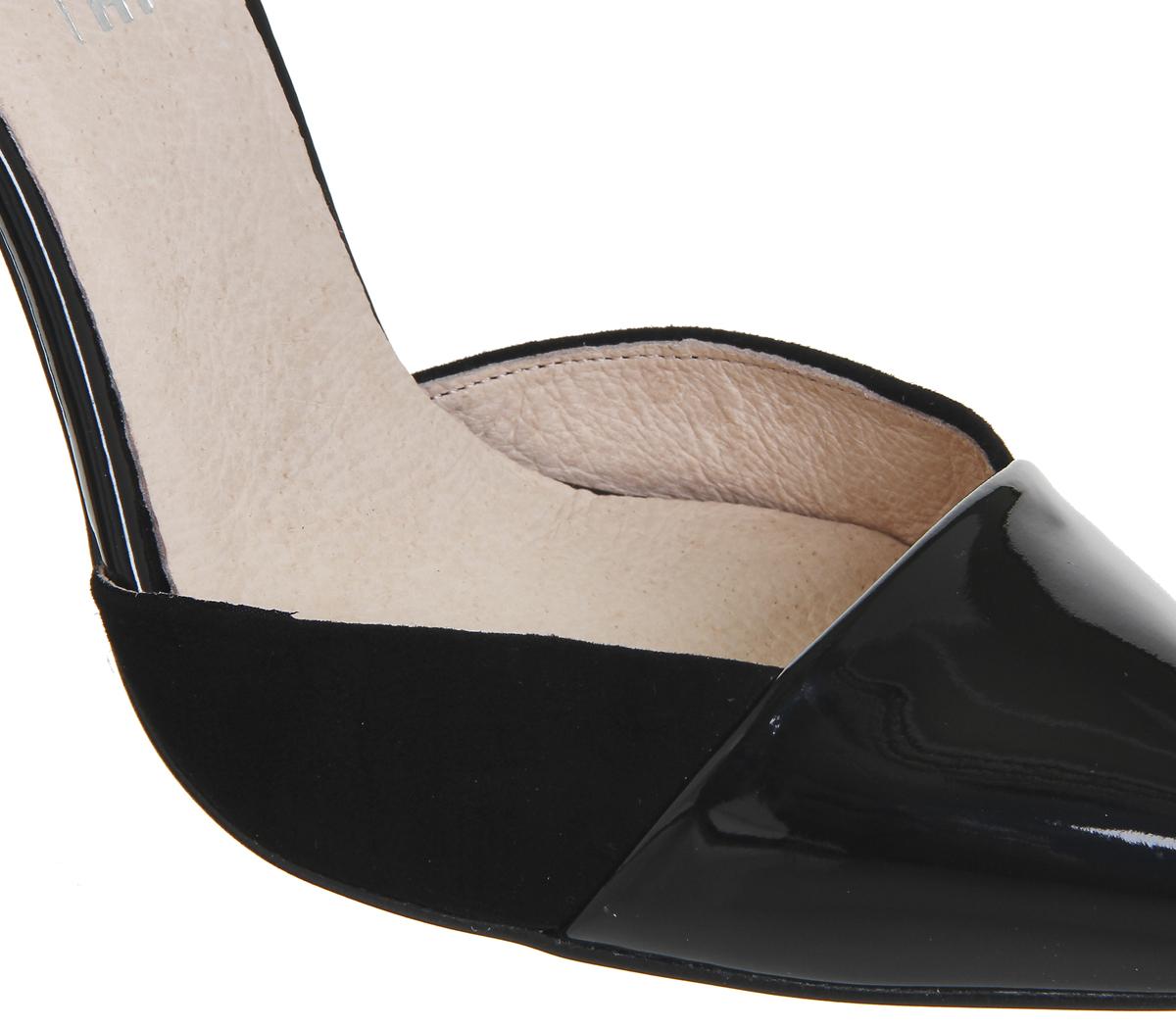 OFFICENow 2 Part CourtsBlack Suede Patent Mix