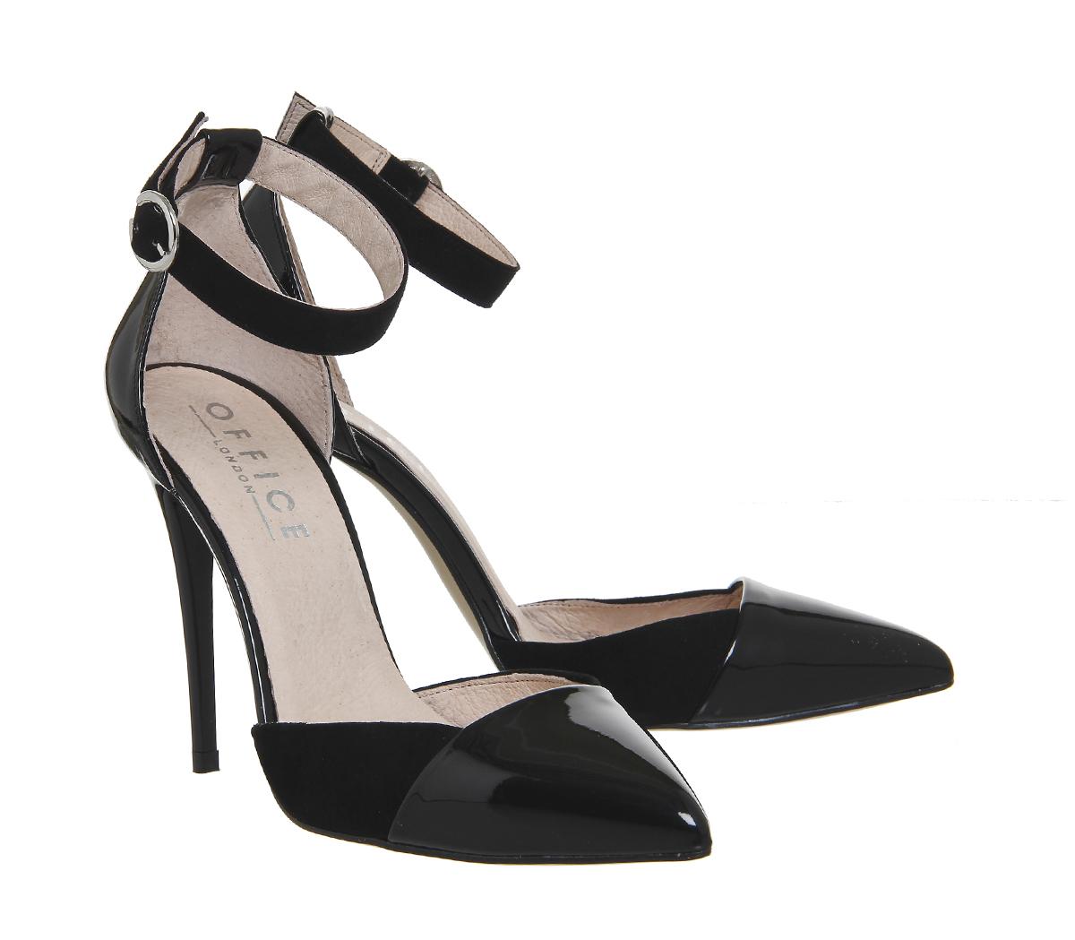 OFFICENow 2 Part CourtsBlack Suede Patent Mix