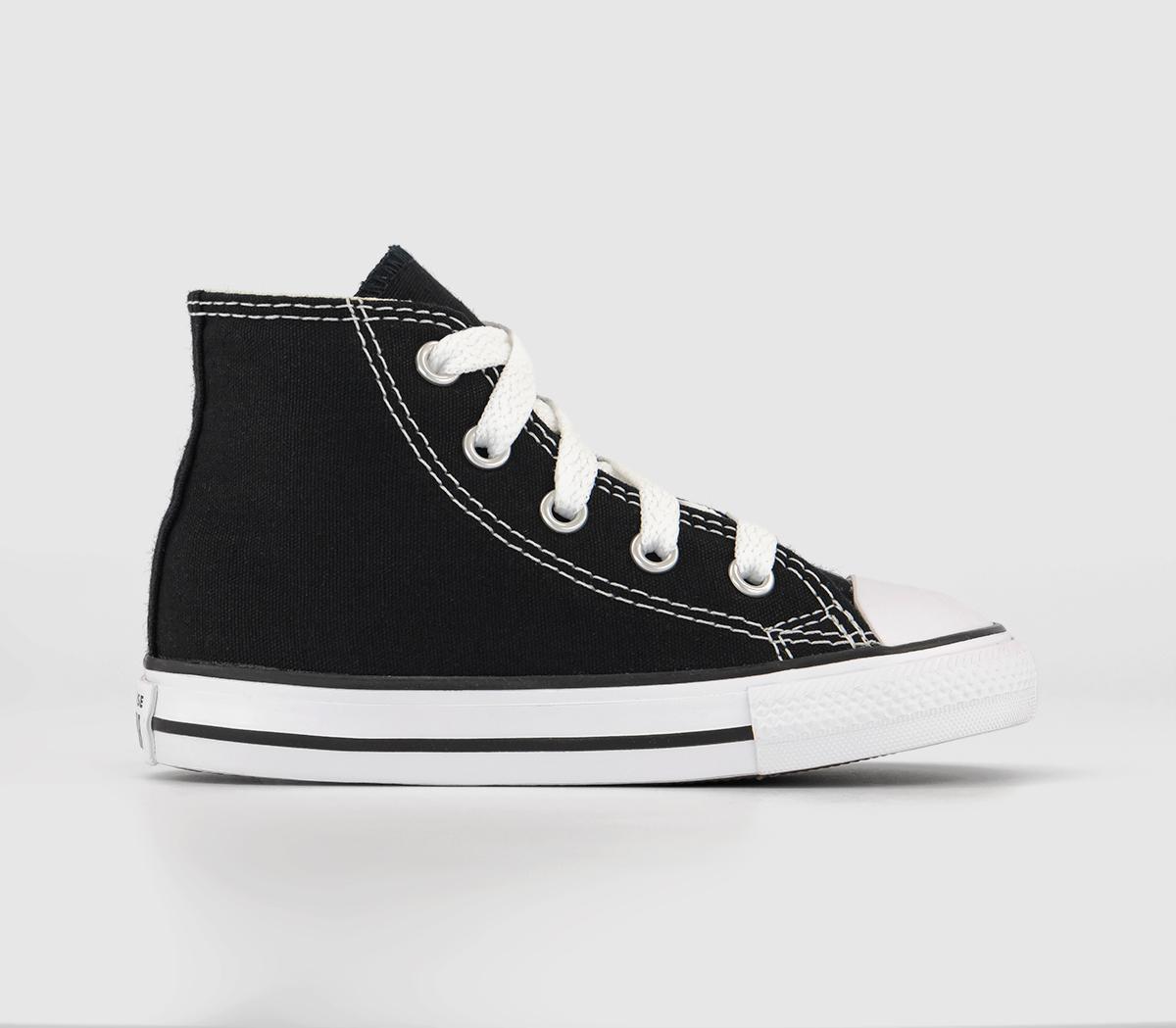 Kids Star High Top Black Canvas Trainers