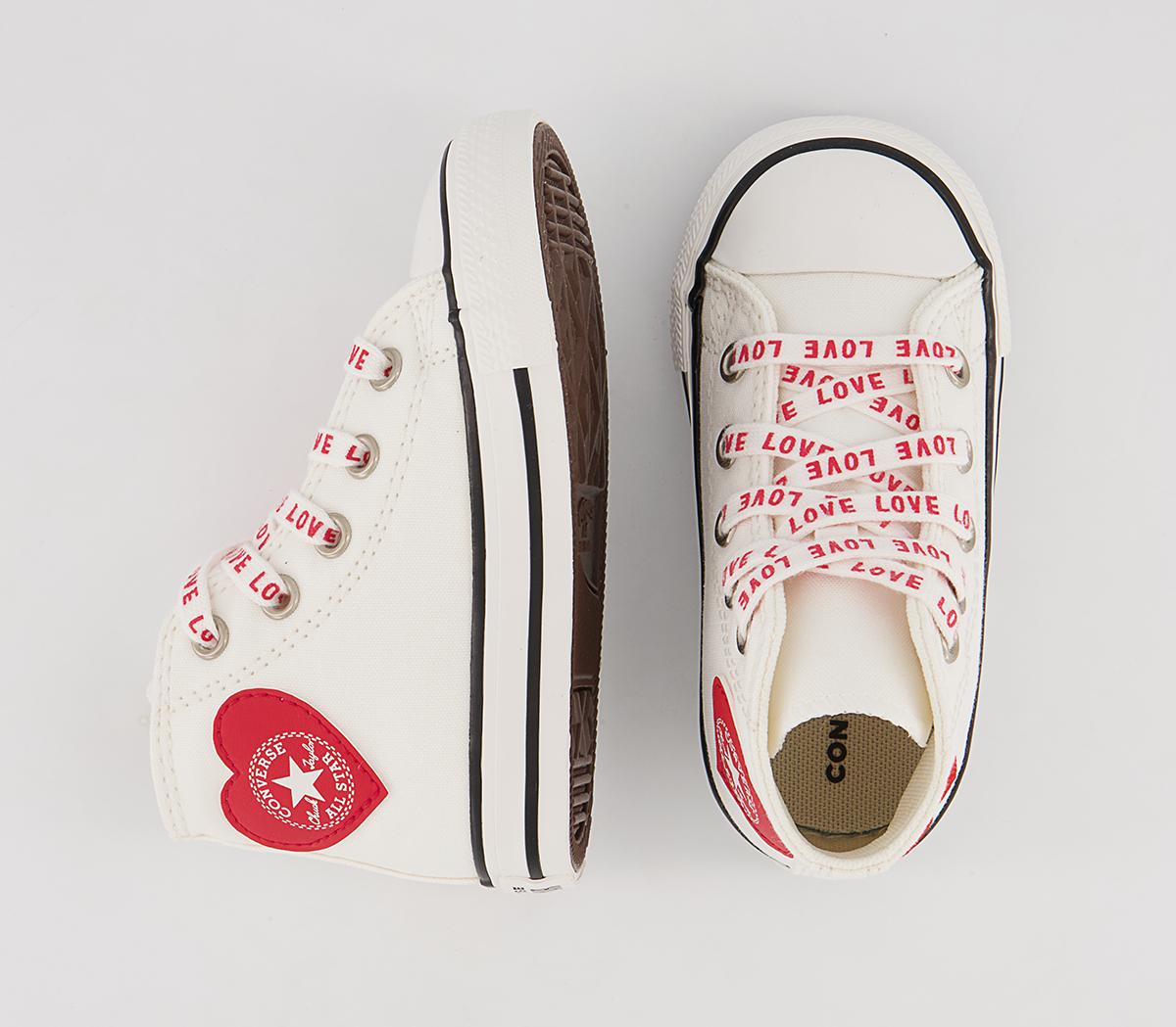 Converse Small Star Hi Canvas Trainers Converse Small Star Hi Canvas Trainers Vintage White University Red Black Heart