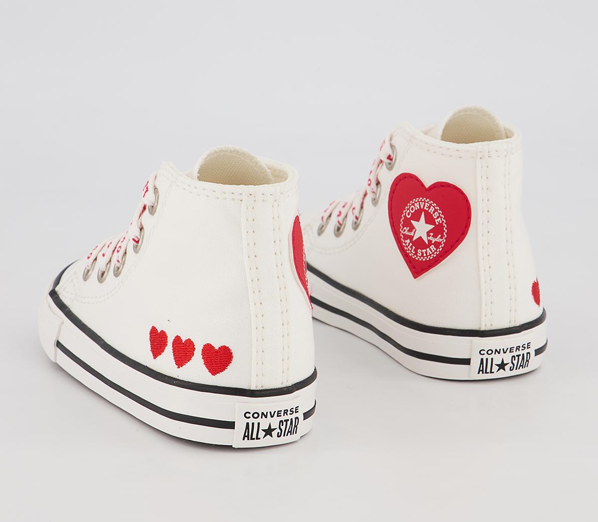 Converse Small Star Hi Canvas Trainers Converse Small Star Hi Canvas Trainers Vintage White University Red Black Heart