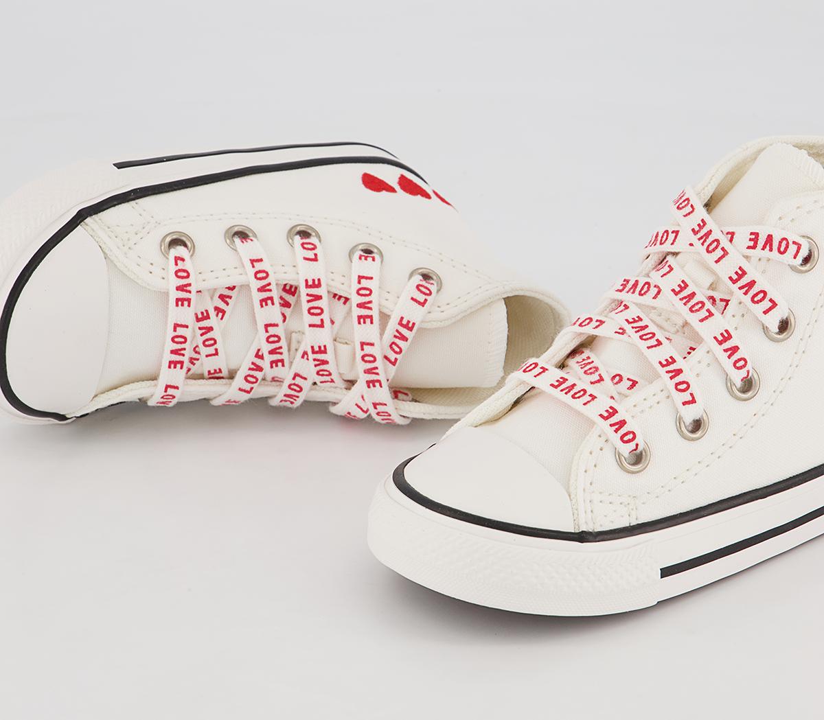 Converse Small Star Hi Canvas Trainers Converse Small Star Hi Canvas Trainers Vintage White University Red Black Heart