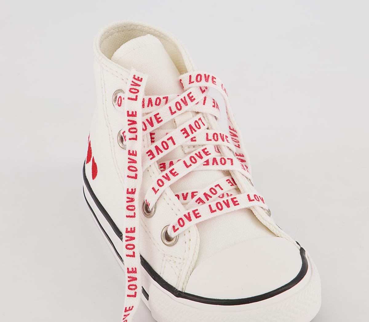 Converse Small Star Hi Canvas Trainers Converse Small Star Hi Canvas Trainers Vintage White University Red Black Heart