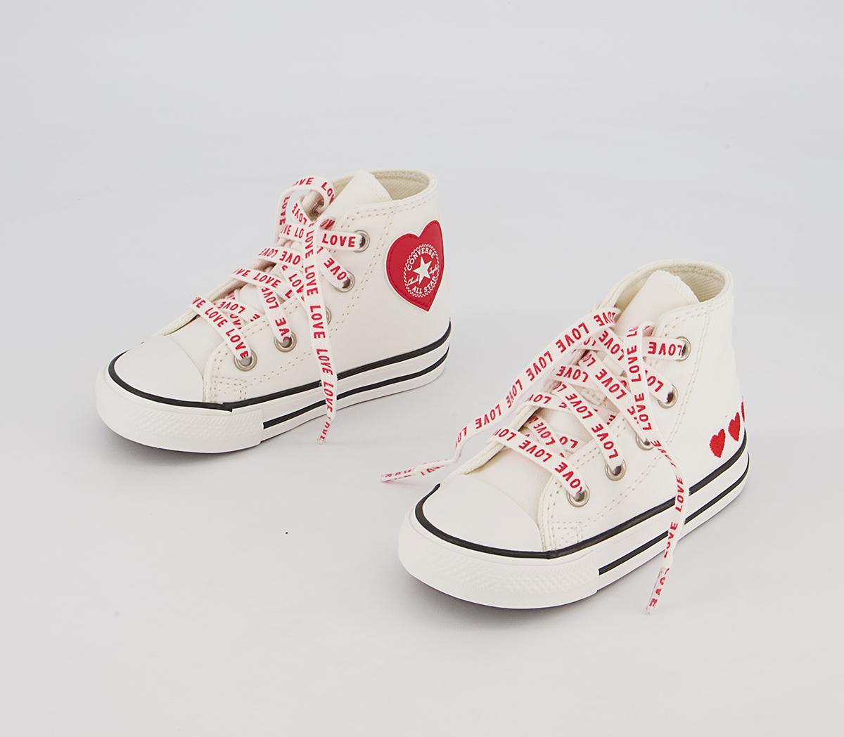 Converse Small Star Hi Canvas Trainers Converse Small Star Hi Canvas Trainers Vintage White University Red Black Heart