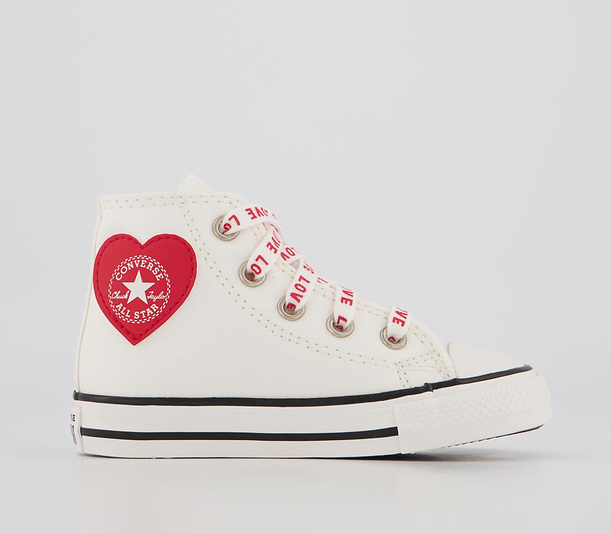 Converse Small Star Hi Canvas Trainers Converse Small Star Hi Canvas Trainers Vintage White University Red Black Heart