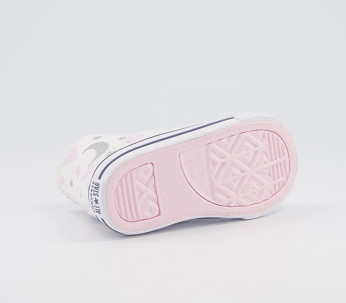 Converse Small Star Hi Trainers Converse Small Star Hi Trainers White Pink Silver Moon Heart