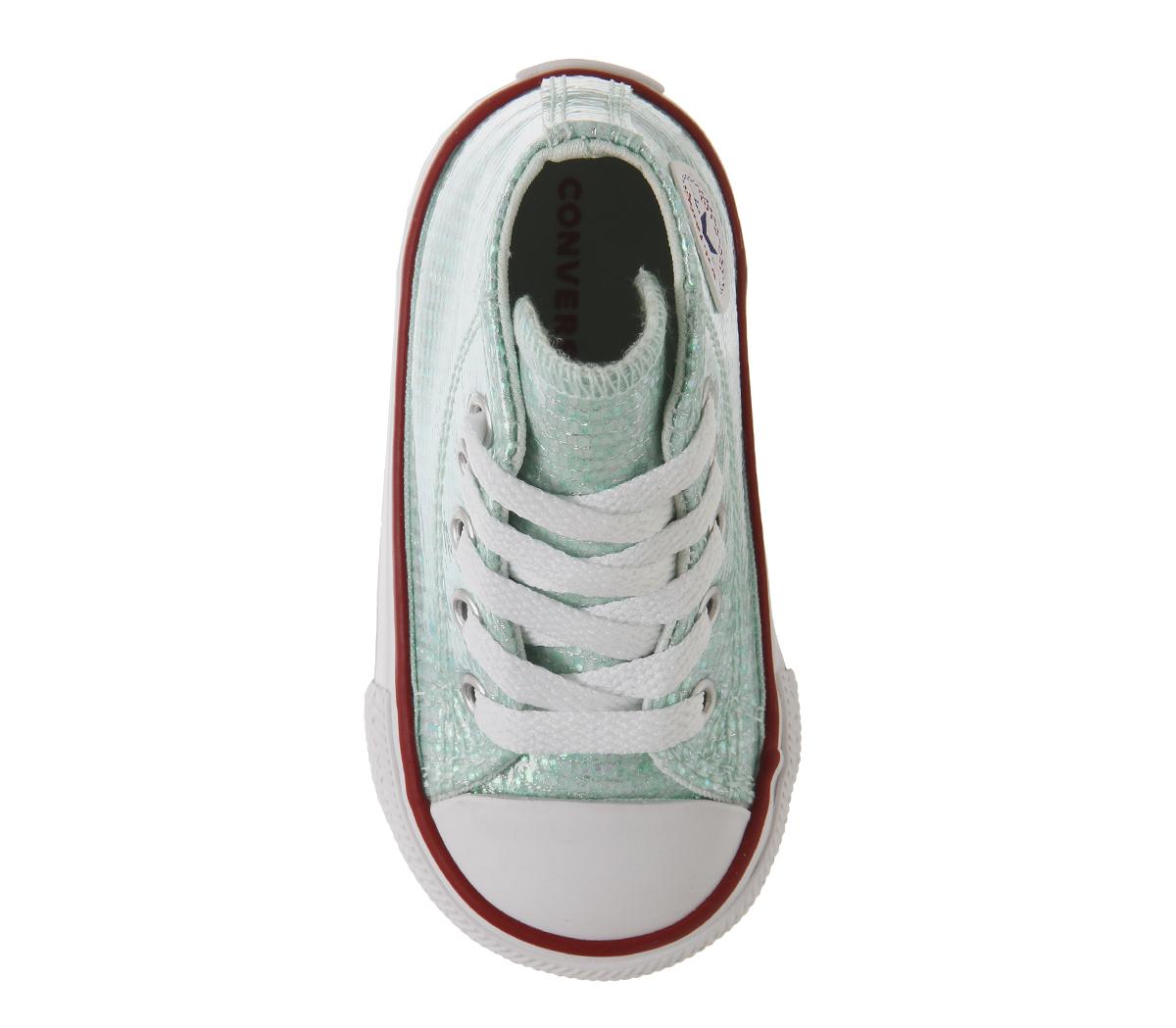 ConverseSmall Star Hi CanvasTeal Tint Glitter White