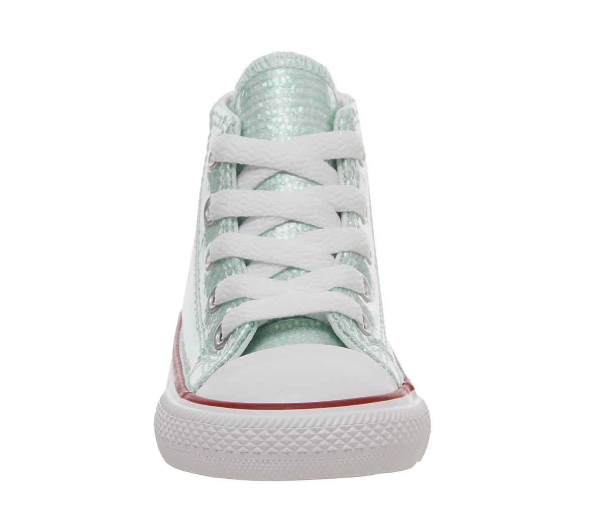 ConverseSmall Star Hi CanvasTeal Tint Glitter White