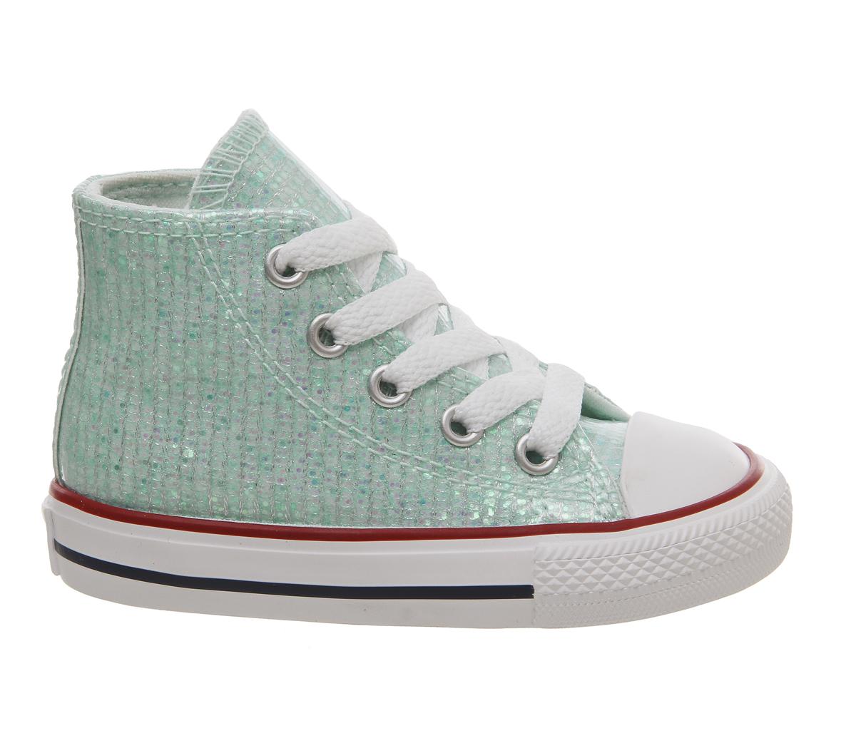 ConverseSmall Star Hi CanvasTeal Tint Glitter White
