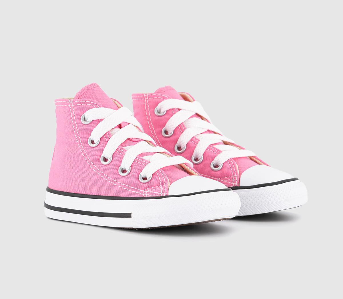 Converse Kids Pink And White Small Star High Canvas Trainers, 7 Infant