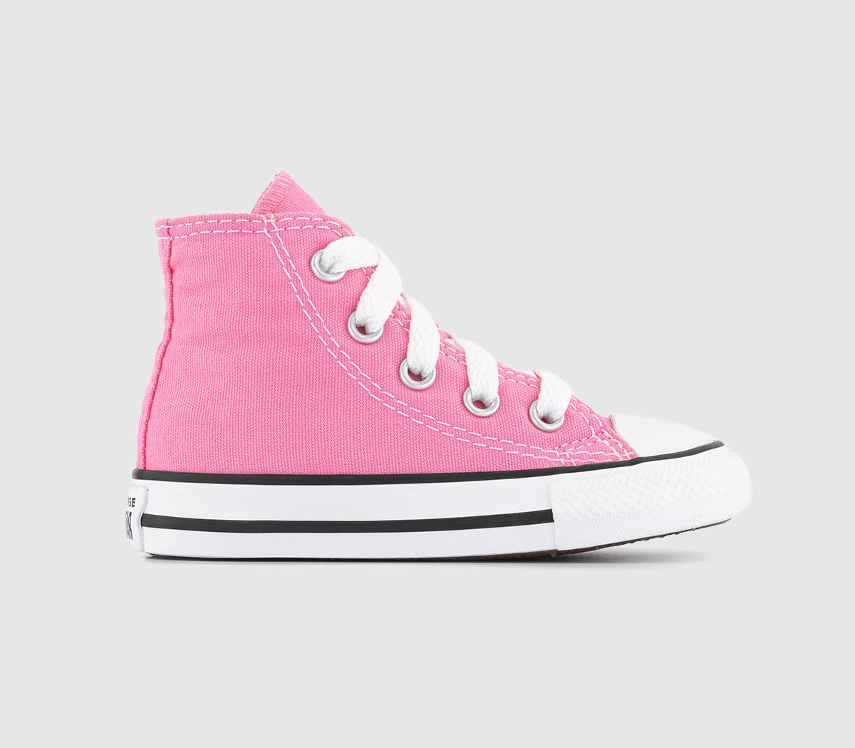 Kids Pink And White Small Star High Canvas Trainers